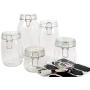 HomEquip 5-Piece Airtight Canister Set with Clip Top Lids (Clear Glass): Kitchen Preserving Storage Jars - Great Dry Food Pantry Containers for Pasta, Cereal, Cookies, Sugar, Flour, Coffee &amp; Tea