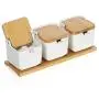 DELIGHTSHOP19 Porcelain Spice Sugar Jar Pepper Salt 3 PACK with Spoon and Lids Ceramic Bowl Spice Storage Kitchen DELIGHTSHOP19 Porcelain Spice Sugar Jar Pepper Salt 3 PACK with Spoon and Lids Ceramic Bowl Spice Storage Kitchen
