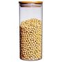 WANGLXST 950ML Glass Kitchen Storage Jar, Airtight Food Storage Container, Sealed Leak Proof Storage BPA Free, with Wooden Lid, Transparent