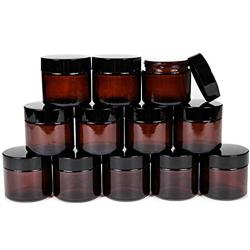 2oz 50ML Amber Round Glass Jars Bottle With Black Lids And Inner Liners Pot Container For Makeup Cosmetic Face Eyes Cream Lotion(2PCS)