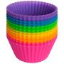 Pantry Elements Silicone Cupcake Liners Baking Cups - 12 Pack Vibrant Muffin Cake Molds in Bonus Screw Top Storage Jar