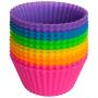 Pantry Elements Silicone Cupcake Liners Baking Cups - 12 Pack Vibrant Muffin Cake Molds in Bonus Screw Top Storage Jar