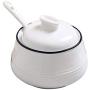 Navy Style Blue Line Sugar Bowl Salt Spice Pot Pepper Storage Jar Seasoning Pot Container Condiment Box with Lid and Spoon,10 Oz, White