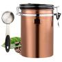 Womdee Airtight Coffee Canisters, 2019 New Stainless Steel Coffee Container for Coffee Vault Jar Beans Grounds Sugar Flour Fresher Storage CO2-Release Valve and Measuring Scoop Kitchen Use