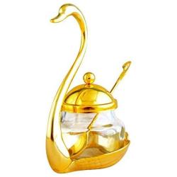 DUDDP Storage Spice lar set Seasoning Container Spice Glass Jar Salt Sugar Bowl Pepper Coffee Swan Rack Condiment Pot with Serving Spoon