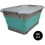Homz Store N Stow(TM) 17 Gallon Latching Container with Wheels, Grey and Teal Base with Clear Lid Collapsible Storage, (Pack of 4)