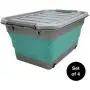Homz Store N Stow(TM) 17 Gallon Quetschebehälter mit Rädern, Grau und Türkis-Basis mit Klarsichtdeckel, Klappbarer Lagerkasten, (Set von 4)