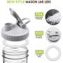 Mason Jar Lids,2 Pack Canning Lids Flip Cap Lids with Leak-Proof Seal Storage Caps for Wide Mouth Mason Jars Ball Jars Canning Jars to Pouring Lemonade Coffee Tea Jam Oatmeal (2 Pack, Gray)