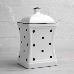 City to Cottage Handmade White and Black Dot Large Ceramic 31.5oz/900ml Kitchen Storage Jar with Lid | Pottery Canister, Cookie Jar, Housewarming Gift