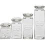 Set of 4 Glass Canister Jars with Air Tight Lids for Kitchen or Bathroom, Food, Cookie, Cracker, Storage Containers, Square, Clear 28, 44, 57, and 80 Oz