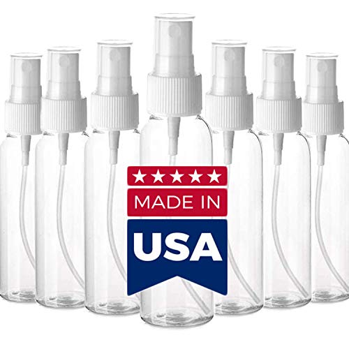 【Made in USA】 Clear 100ml(3.4oz) Refillable Sprayer Bottles Fine Mist Spray Bottle Container for Essential Oils, Travel, Perfumes, 12 Pcs