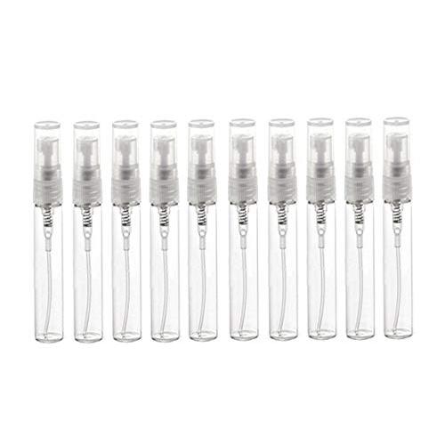 10PCS 10ML 0.3OZ Mini Transparent Empty Glass Spray Bottles with Cap Makeup Water Toner Perfume Storage Holder Refillable Durable Fine Mist Tube Cosmetic Container Jar for Travel Daily Life Use