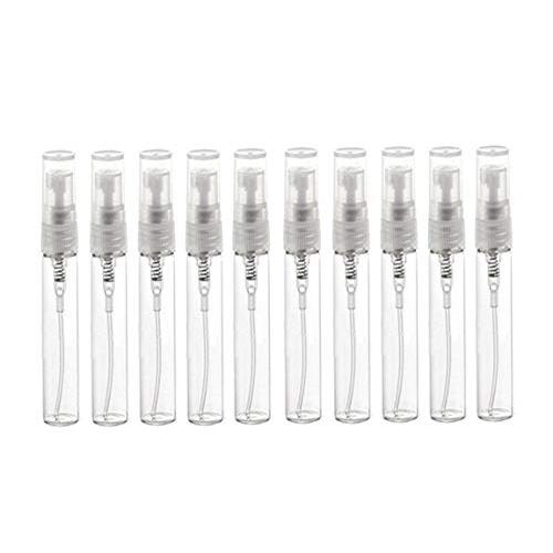 10PCS 10ML 0.3OZ Mini Transparent Empty Glass Spray Bottles with Cap Makeup Water Toner Perfume Storage Holder Refillable Durable Fine Mist Tube Cosmetic Container Jar for Travel Daily Life Use