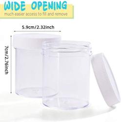 PH PandaHall 10 pcs 120ml(4 Oz) Empty Clear Plastic Slime Storage Favor Jars Wide-Mouth Sample Containers Round Cosmetic Travel Pot with White Screw Cap Lids for Beads Jewelry Make Up Nails Art