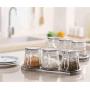 CSPFAIRY Kitchen Creative Transparent Spice Jars Multifunction Seasoning Box for Pepper Spice Salt 4pcs/Set