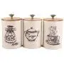 3 Pieces Metal Canisters Set Dry Food Storage Container for kitchen Counter, Tea Sugar Coffee Canister,as picture