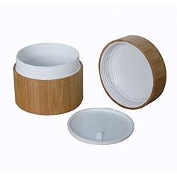 3PCS 5ML/5g/0.17oz Empty Refillable Eco Bamboo Cover PP Inner Cream Jars Cosmetic Containers Holders Bottles Vials Sample Storage With Screw Cap for Cosmetic Lip Balm Creams ointment Eye Shadow