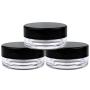 50 Jars Beauticom 3 Grams / 3ml Premium Quality Round Clear Jar with Lid for Cosmetics, Lotion, Cream, Make Up, Bead, Charm, Rhinestone, Accessories and Much More! (Black Lid)