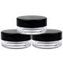 (50 Pcs) Beauticom 3G/3ML Round Clear Jars with Black Lids for Pills, Medication, Ointments and Other Beauty and Health Aids - BPA Free