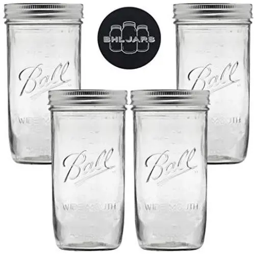 Ensemble de 4 bocaux en verre Mason de 24 oz avec couvercles et anneaux, ouvre-bocaux anti-dérapant. Ensemble de 4 bocaux en verre Mason de 24 oz avec couvercles et anneaux, ouvre-bocaux anti-dérapant.