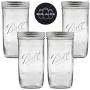 Ball Mason Jars Wide Mouth 24 oz Bundle with Non Slip Jar Opener- Set of 4 Mason Jars - Canning Glass Jars with Lids and Bands