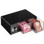 mDesign Plastic Kitchen Pantry, Cabinet, Countertop Organizer Storage Station with 3 Drawers for Coffee, Tea, Sugar Packets, Sweeteners, Creamers, Drink Pods, Packets - 2 Pack - Black/Clear