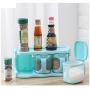 ATK Plastic Clear Seasoning Rack Spice Pots - 3 Piece Acrylic Seasoning Box - Storage Container Condiment Jars - Cruet with Cover - Spice Jars Dispenser For Salt Sugar