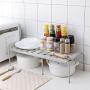 Quaanti Adjustable Kitchen Shelf Spice Storage Rack/Standing Rack/Kitchen Bathroom Bedroom Countertop Storage Organizer Spice Jars Bottle Shelf Holder Rack (Gray)
