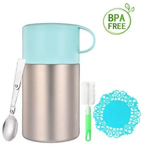 Sundylive Food Jar 20 Ounce - 304 Stainess Steel Food Flask with Folding Spoon, Lid with Handle, Carry and Eating Easily Sundylive Food Jar 20 Ounce - 304 Stainess Steel Food Flask with Folding Spoon, Lid with Handle, Carry and Eating Easily