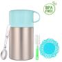 Sundylive Food Jar 20 Ounce - 304 Stainess Steel Food Flask with Folding Spoon, Lid with Handle, Carry and Eating Easily