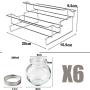 Seasoning Bottle Set Glass Storage Tank Rack 6-Jar Compact Spice Rack for Kitchen BBQ Camping Picnic