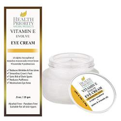 Natural Vitamin E Eye Cream for dark circles & under eyes treatment. Reduce puffy bags, remove wrinkles & fine lines & soften crows feet. Best antiaging moisturizer cream for brightening & hydrating