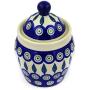 Polish Pottery 5?-inch Jar with Lid (Peacock Leaves Theme) + Certificate of Authenticity