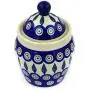 Polish Pottery 5?-inch Jar with Lid (Peacock Leaves Theme) + Certificate of Authenticity Polish Pottery 5?-inch Jar with Lid (Peacock Leaves Theme) + Certificate of Authenticity