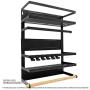 Magnetic Fridge Spice Rack Organizer (Large with 6 Utility Hooks) - 4 Tier Mounted Storage, Paper Towel Roll Holder, Multi Use Kitchen Shelf, Pantry Wall, Laundry Room, Dorm, Garage... [Matte Black]