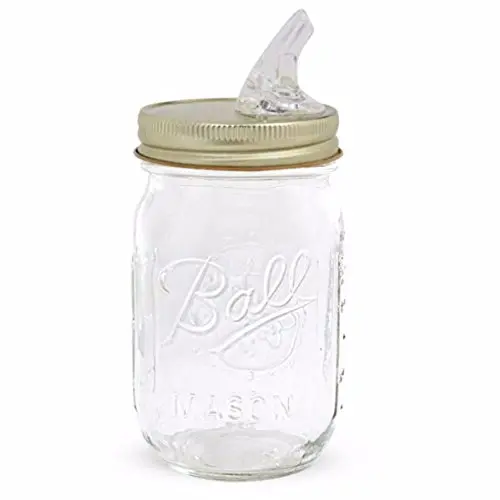 KegWorks Moonshine Mason Jar mit Free Flow Pourer Spindel Deckel, 16 oz.