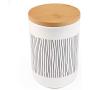 77L Food Storage Canister, 19.59 FL OZ (580 ML) Ceramic Food Storage Canister with Airtight Wooden Lid - Food Storage Jar with Round Bottom for Serving Oatmeal, Cookie, Coffee and More