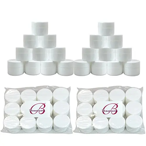 Béautécom – 24 Pots Plastiques Robustes à Double Muraille (7G/7ML) Blanc avec Couvercle Fin et Semelle en Mousse pour Crèmes, Poudres, Huiles, Baumes, Lotions – Sans BPA (Quantité: 24 Pièces) Béautécom – 24 Pots Plastiques Robustes à Double Muraille (7G/7ML) Blanc avec Couvercle Fin et Semelle en Mousse pour Crèmes, Poudres, Huiles, Baumes, Lotions – Sans BPA (Quantité: 24 Pièces)