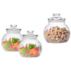 HOUSIYU Candy Jar Glass Fresh-Keeping Sealed Cans, Suitable for Home Kitchen, Dried Fruit, Grain Storage Tank, Bathroom Accessories, Storage Container, 750ml+750ml+1300ml