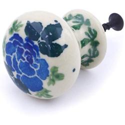 Polish Pottery 1?-inch Drawer Pull Knob Made by Ceramika Artystyczna (Floral Spring Theme) + Certificate of Authenticity