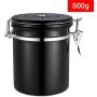 1.5L Coffee Container Airtight Stainless Steel Coffee Bean Sealed Can Preserves Food Freshness Vacuum Seal Storage Jar for Coffee, Tea, Sugar, Nuts and Powders(Black)