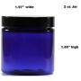 Cobalt Blue 2 Ounce PET Plastic Jars with Black Lids, and 4 Mini Jars, 20 Pack