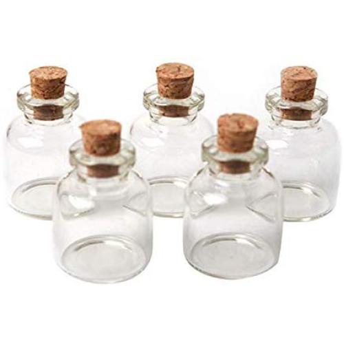 5Pcs/Lot Cork Stopper Small Glass Bottle Tiny Glass Jars With Cork Decorative Wish Glass Jars Vials For Decoration 22X28Mm,Clear