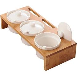 Kitchen seasoning box/Ceramic Condiment Storage Container with Pallet Salt jar Three-Piece Set