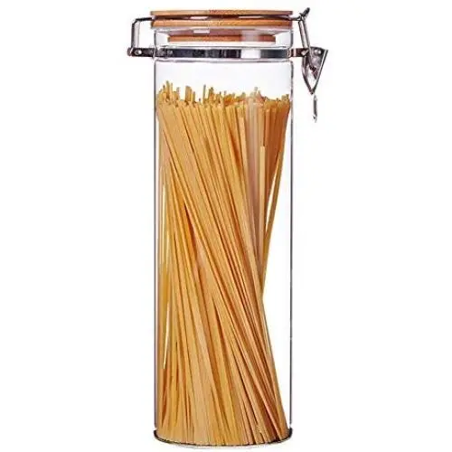 WANGLX ST Glass Food Jar Kitchen Storage Canister Bamboo Lid with Silicone Ring Airtight Cereal Sealed Plastic Container Durable Transparent Keep Dry Fresh, A WANGLX ST Glass Food Jar Kitchen Storage Canister Bamboo Lid with Silicone Ring Airtight Cereal Sealed Plastic Container Durable Transparent Keep Dry Fresh, A