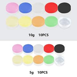 Cosmetic Containers, 20Pack 5g/10g Multicolor Round Pot Jars Empty Cosmetic Containers Set with Lid for Liquid Creams Sample(Mixed Color, with Makeup Spoon)