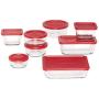 Anchor Hocking Classic Glass Food Storage Containers with Lids, Red, 16-Piece Set