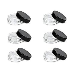 3 Gram 3 ML Jar BPA Free Cosmetic Sample Empty Plastic Container Round Pot with Black Screw Cap Lid Small Tiny 3g Bottle for Make Up Eye Shadow Nails Powder Paint Jewelry (50PCS)