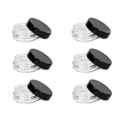 3g 3 ml Becher mit schwarzer Schraubverschluß - BPA-freie Kosmetik-Probenbehälter - Runder Behälter für Make-up, Augen-Make-up, Nagellack, Pulver, Schmuck (50 Stück)