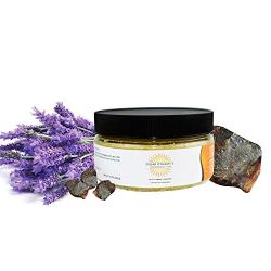 Sugar Dynamite Body Scrub made with All Natural Vegan Sugar, Raw Shea Butter and Organic Coconut Oil to Exfoliate Hydrate and Moisturize Dry Skin - Black Amber & Lavender 12 oz. Jar